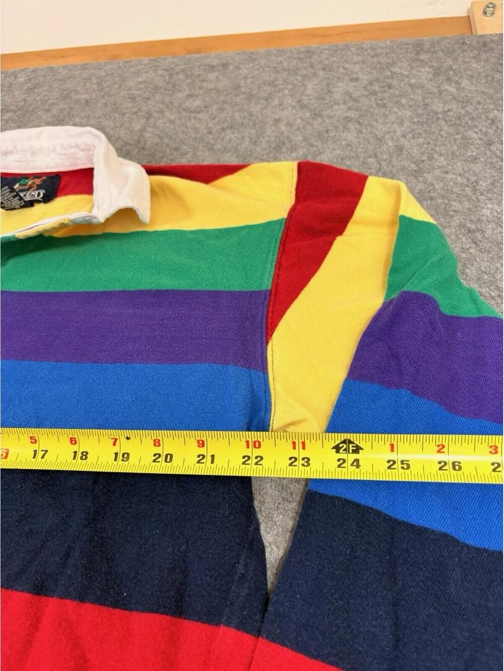 Vintage Lands End Rugby Shirt Mens Medium Heavy Cotton 90s Polo Made in USA - Picture 5 of 6